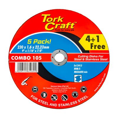 4+1 Free Cutting Disc Metal 230x1.6x22.22mm